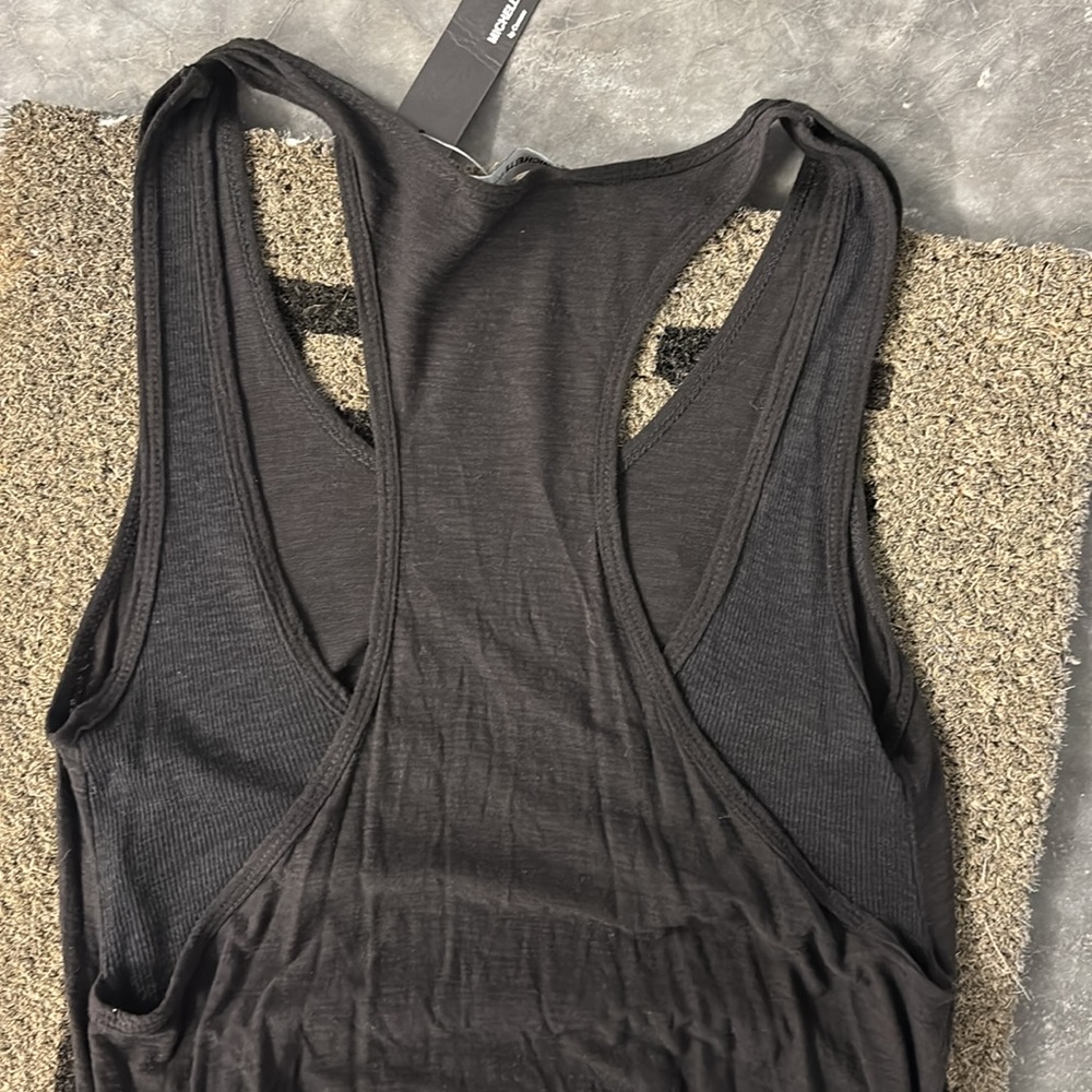 NWT Michelle by Comune Black Sleeveless Dress Ruched Racerback Stanislaus M